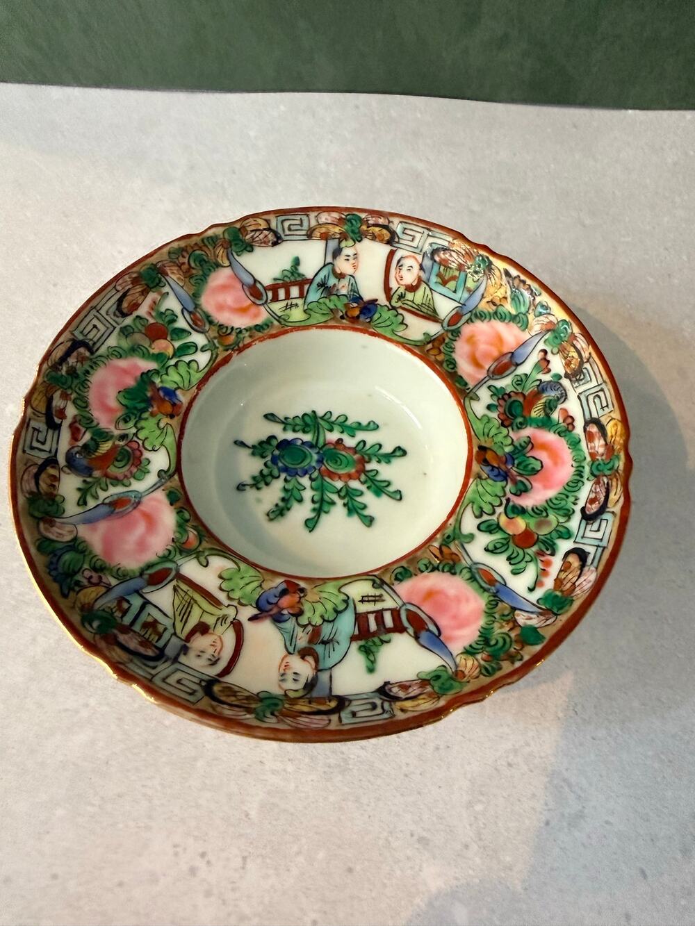 Antique Rose Medallion 4.25" Small Dish Saucer